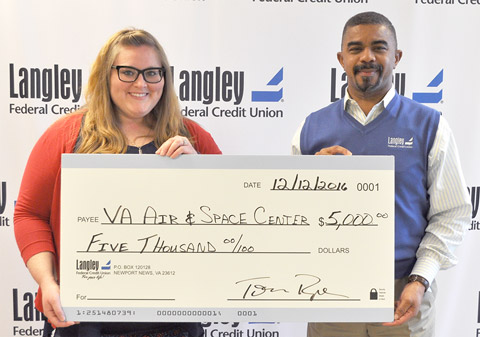 VA Air & Space Center's Jessica Woodyard and Langley's Gary Hunter